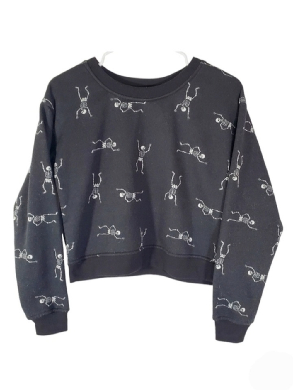 7418 * Better/Together Skull Cropped Sweatshirt Black White Size S
